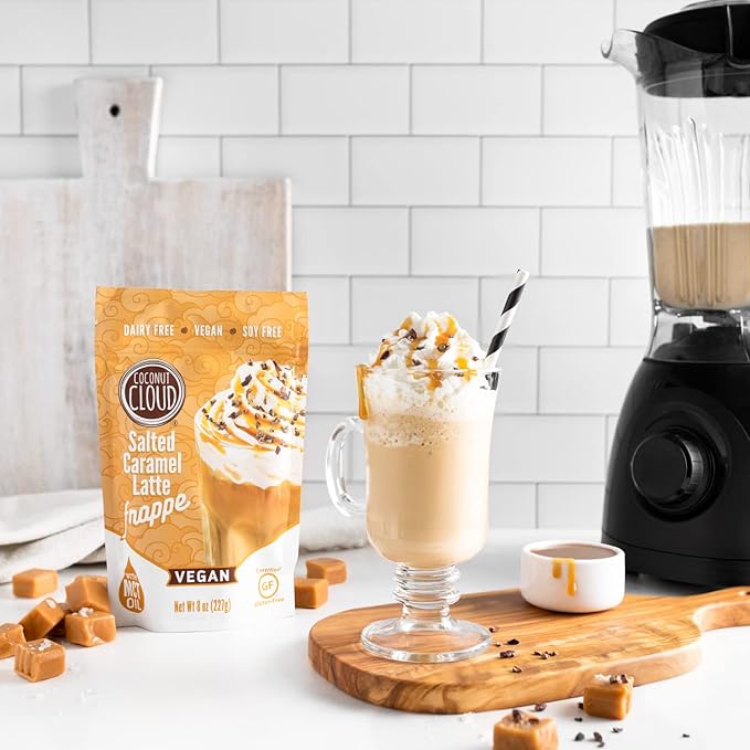 Coconut Cloud Frappe: Dairy-Free Salted Caramel Latte | Frozen Blended Iced Drink | Easy to Make, Enjoy your Favorite Coffee House Drink at Home (Vegan,Gluten-Free,Natural, Delicious, Creamy), Makes 6