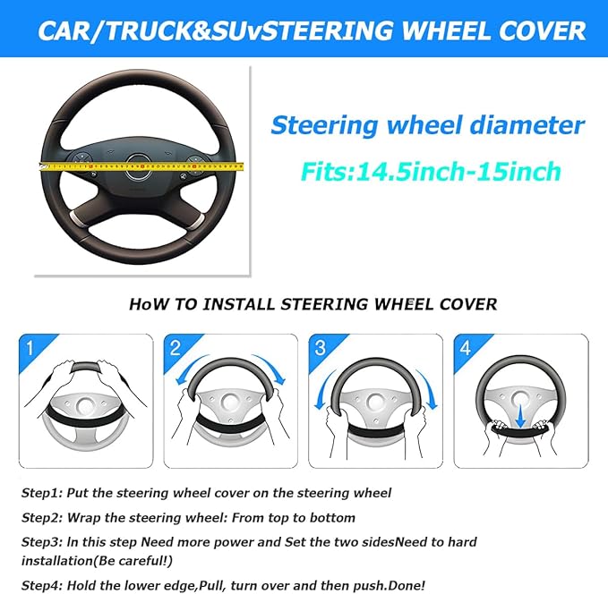 Car Steering Wheel Cover, Elastic Stretch Breathable Anti-Slip Automotive Steering Wheel Protector, Soft Comfortable Vehicle Interior Accessories, Universal for RV, SUV, Truck (Pink)
