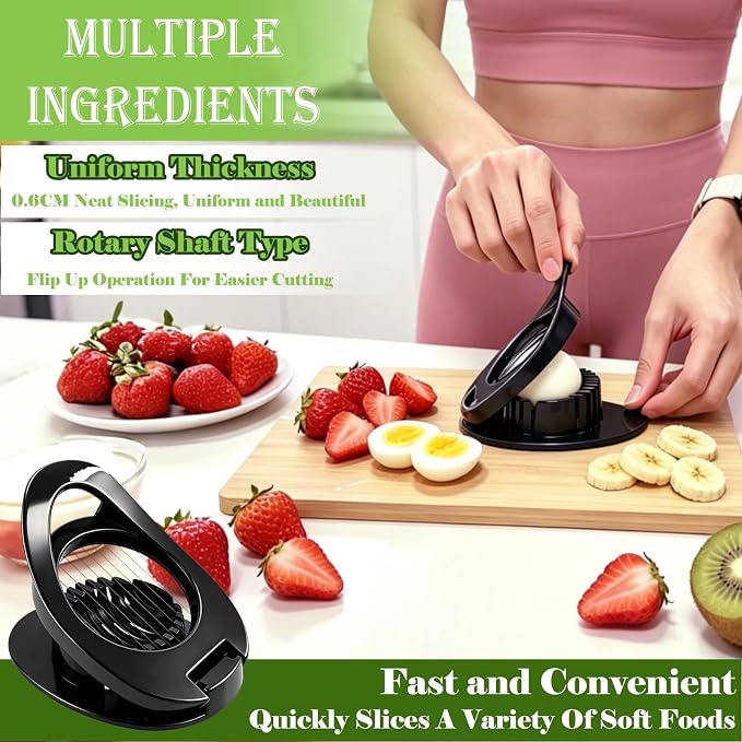 FANTEXY Egg Slicer for Hard Boiled Eggs - Multipurpose Egg Cutter with Stainless Steel Wires, Boiled Eggs Slicer for Strawberries, Bananas, Kiwi Fruit, Soft Cheese, Easy to Clean and Store