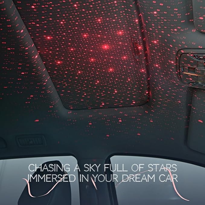 Car Armrest Pad Cover with Red Starry Sky LED Projection, Dual Type-C Charging Ports, Leather Car Center Console Cushion with Cup Holder, Tissue Holder (Red Starry Sky LED Projection, Gray)
