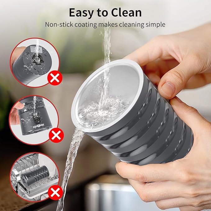 Milk Frother, Paris Rhône 4-in-1 Milk Steamer and Frother, Hot & Cold Foam Milk Warmer with Temperature Control, Gray