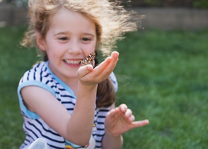 Insect Lore Butterfly Garden Kit with Live Caterpillars – Grow 10 Painted Lady Butterflies - STEM Learning Activity, Habitat with Journal, Stickers, Seeds & Figurines - As Seen on TV