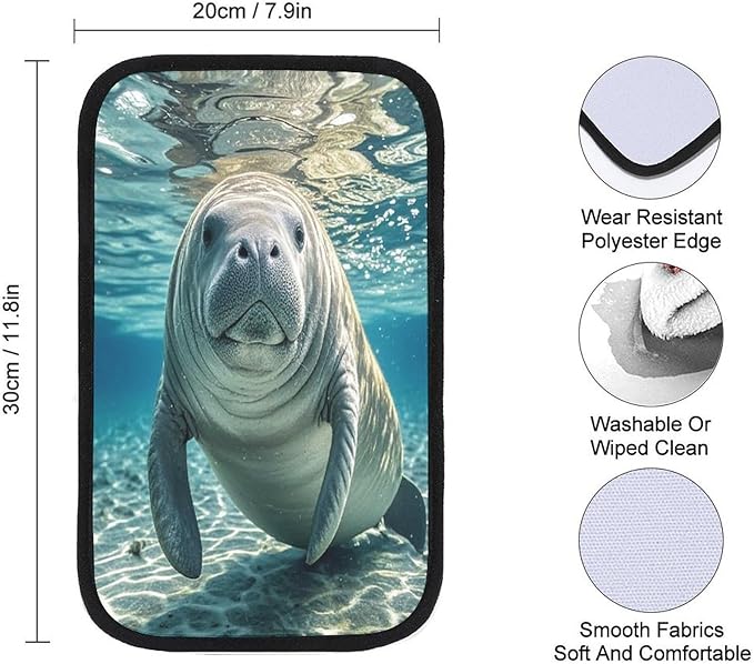 Ocean Animal Manatee Car Center Console Cover Universal Waterproof Cars Armrest Cover Center Console Cushion Cars Armrest Cushion Middle Console Cover Protector Pad for SUV Truck Vehicle