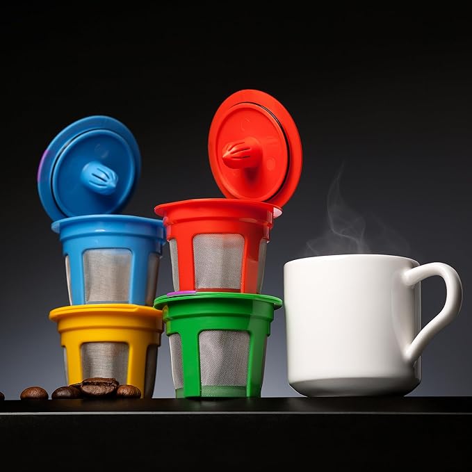 4 Pack Reusable K Cups for Keurig Coffee Makers – BPA-Free Refillable Coffee Pods, 4 Colors – Compatible with Keurig Brewers