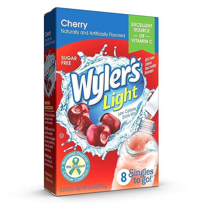 Wyler's Light Singles To Go Powder Packets, Water Drink Mix, Cherry, 8 count (Pack of 3)