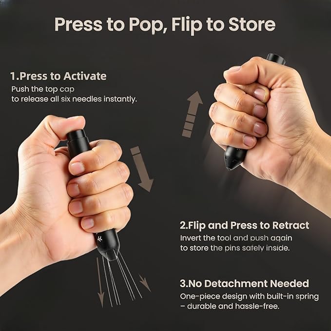 WDT Espresso Tool – Retractable Needle Coffee Stirrer with Aerospace Aluminum Body – Espresso Distribution Tool for Baristas and Home Brewers