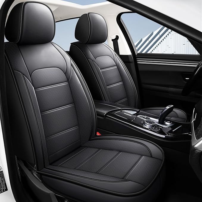 2pcs Universal Black Front Seat Covers Fit for Cars SUV Sedan, Back Support, Car Seat Covers Front Seats Fit Honda Accord, Toyota Corolla Waterproof Full Set Leather 2016 2015 2021 2020 2024