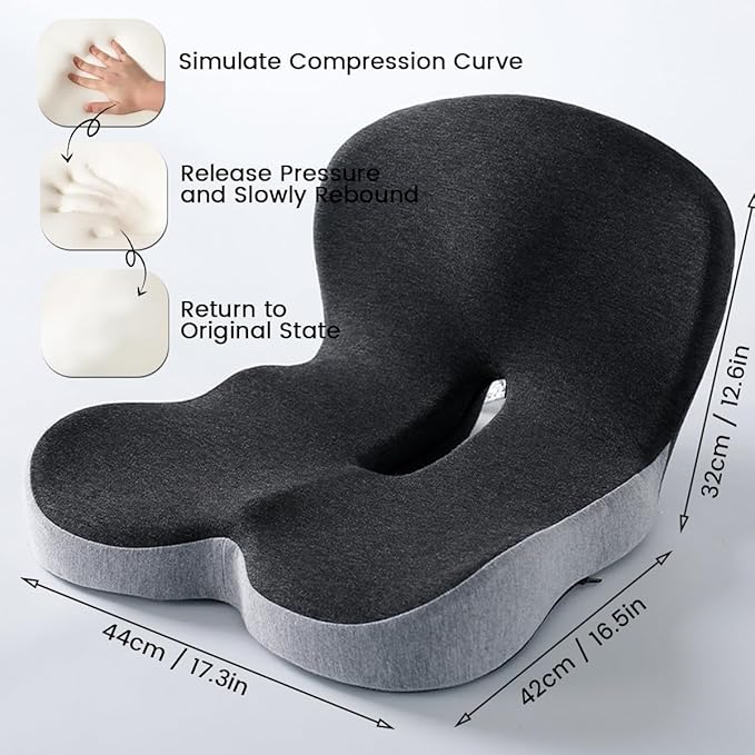 Back and Seat Cushion, Car Seat Cushion, Soothe+ Cushion, Memory Foam L-Shaped Integrated Seat Cushions Lumbar & Lower Back Support for Office Chair, Car (A-Light Grey)