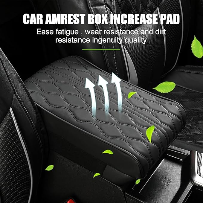 Car Center Console Cover for Ford Edge Sport 2011-2014, Universal Memory Foam Leather Comfortable Soft Armrest Box Pad Cushion Protector Accessories Easy to Clean,Black