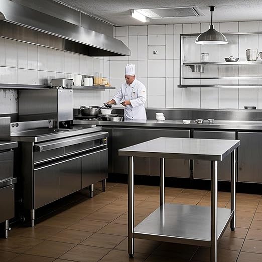 Stainless Steel Table Stainless Steel Table for Prep & Work 36 x 24 Inches with Backsplash and Knife Block for Restaurant, Home and Hotel