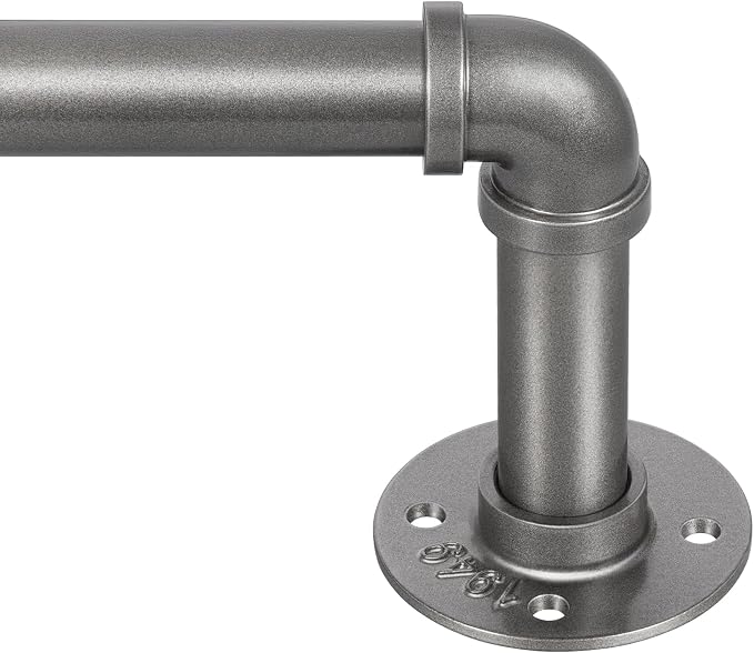 Zeerobee Curtain Rods for Windows 48 to 84, 1 Inch Industrial Wrap Around Grey Curtain Rod, Indoor/Outdoor Room Divider Adjustable Drapery Pole, 48"-86"