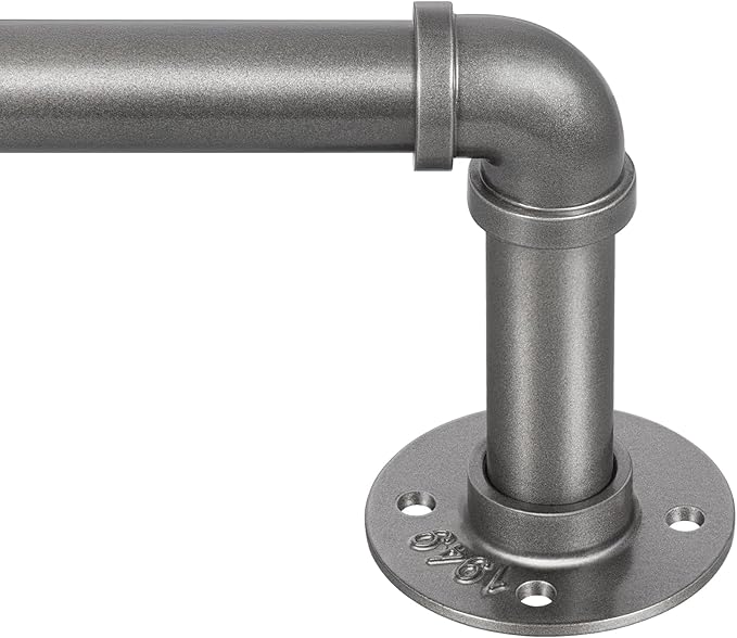 Zeerobee Curtain Rods for Windows 144 to 168, 1 Inch Industrial Wrap Around Grey Curtain Rod, Indoor/Outdoor Room Divider Adjustable Drapery Pole, 144"-168"