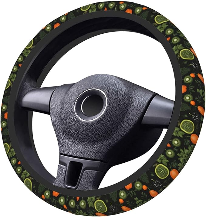 Vegetable Vegan Car Steering Wheel Cover, 15 Inch Steering Wheel Cover Stylish Decor for Most Cars