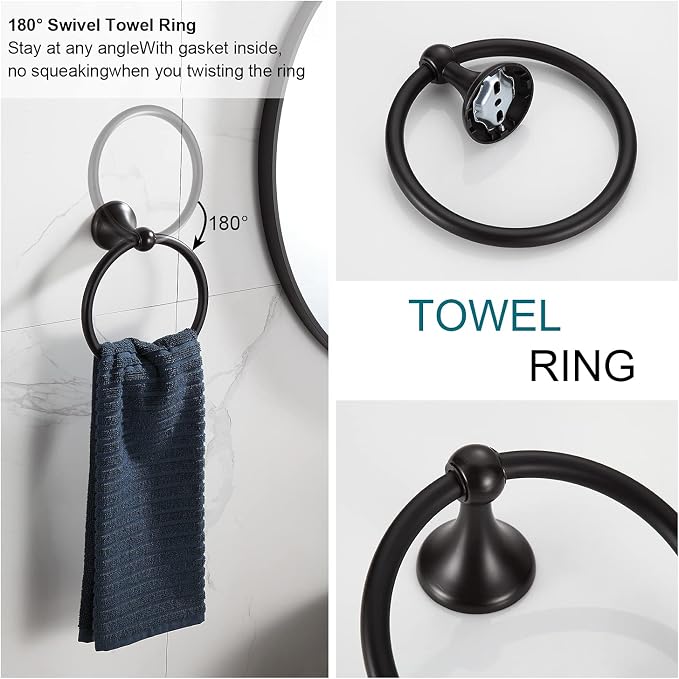 BGL Bathroom Hardware Set Oil-Rubbed Bronze Bath Towel Bars Adjustable Expandable Bathroom Accessory Set Towel Racks 8-Pieces Wall Mount
