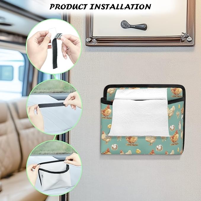 Renewold Car Side Pocket Organizer, Eggs Chickens, Vehicle Storage Pouch for Seat Door Console Window, Auto Seat Gap Filler Bag Accessories, Notes Sunglasses Cell Phone Holder Tray, Universal Small