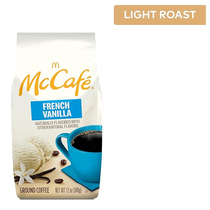 McCafe French Vanilla, Flavored Light Roast Ground Coffee, 12 oz Bag