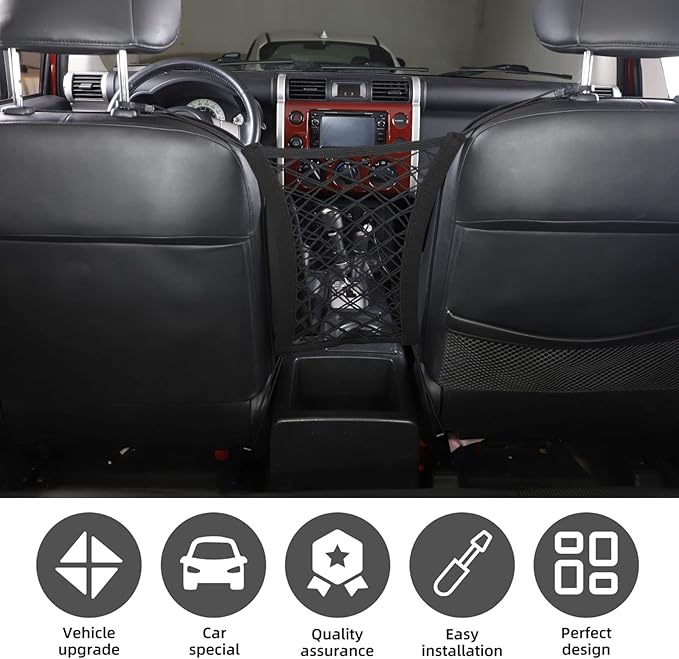 Car Seat Storage Hanging Bag Fit Toyot@a FJ Cruiser 2007-2021 Car Mesh Organizer Front Seat Hanging Car Organizers Storage Netting Pouch Seat Back Net Bag Mesh Backseat Organizer with Hook Accessories