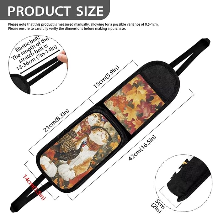 Thanksgiving Cat Car Storage Bag Car Seat Side Hanging Bag Net Bag 2 Pocket Easy To Install Phone Wallet Small Object Storage,Suitable For Most Vehicles Truck Loading And Unloading