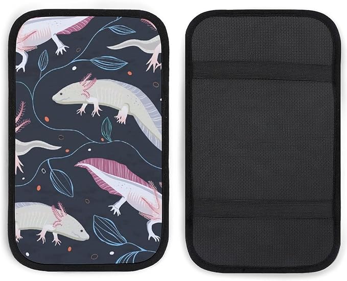 Axolotls Pattern Car Center Console Cushion Pad,Waterproof Armrest Seat Box Cover Protector,Comfortable Car Decor Accessories Fit for Most Cars, Vehicles, SUVs