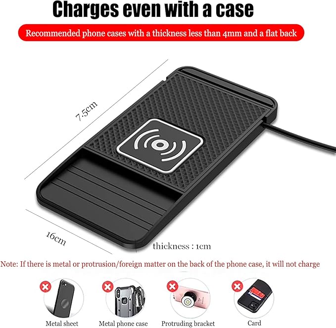 Car Charger Silicone Pad for MINI F55 F56 F57 F60, Fast Phone Charger Non Slip Cell Phone Flat Charging mat, Upgraded chip, Overcharge Protection, B Type-C