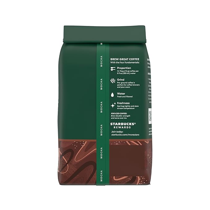 Starbucks Ground Coffee, Flavored Hot or Iced Coffee, Mocha, 11 oz