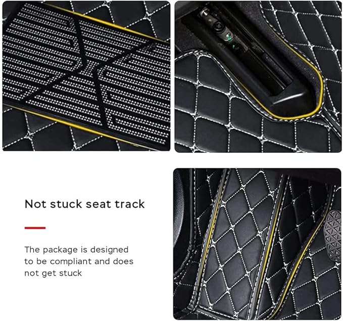 MELKEN Custom Fit Leather Car Floor Mats for 95% of Cars Full Coverage Floor Liners Car Mats (Black White)