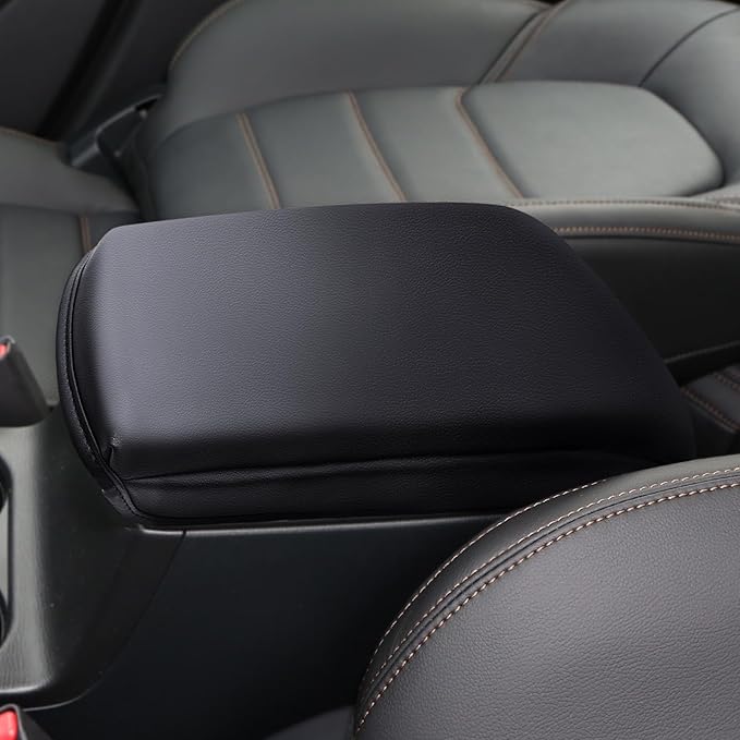 Auprite Center Console Cover for Mazda CX5 2018-2023 2024, Auto Center Console Cover Pad PU Leather Car Armrest Seat Box Cover Protector for Mazda CX5 Accessories (Black with Cushion Flat)
