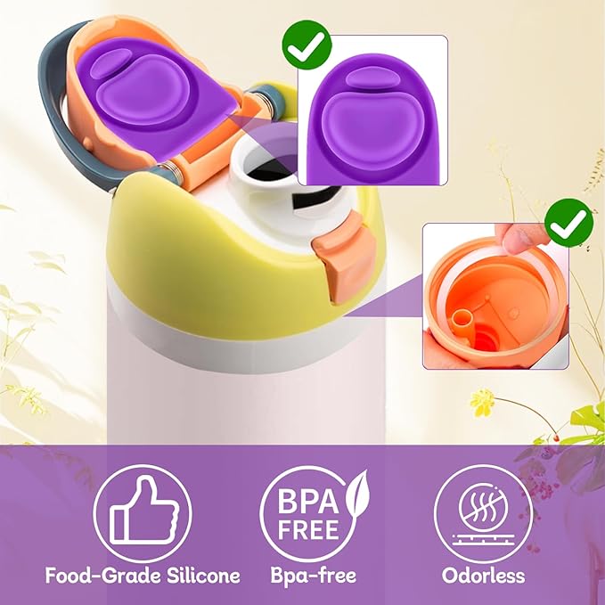 3 Sets Replacement Seal Gasket Stoppers for Owala Freesip Cap Mouth,Silicone O Sealing Ring Parts Water Bottle Top Lid Accessories for Owala Freesip 16/19/24/32/40oz（Puple）