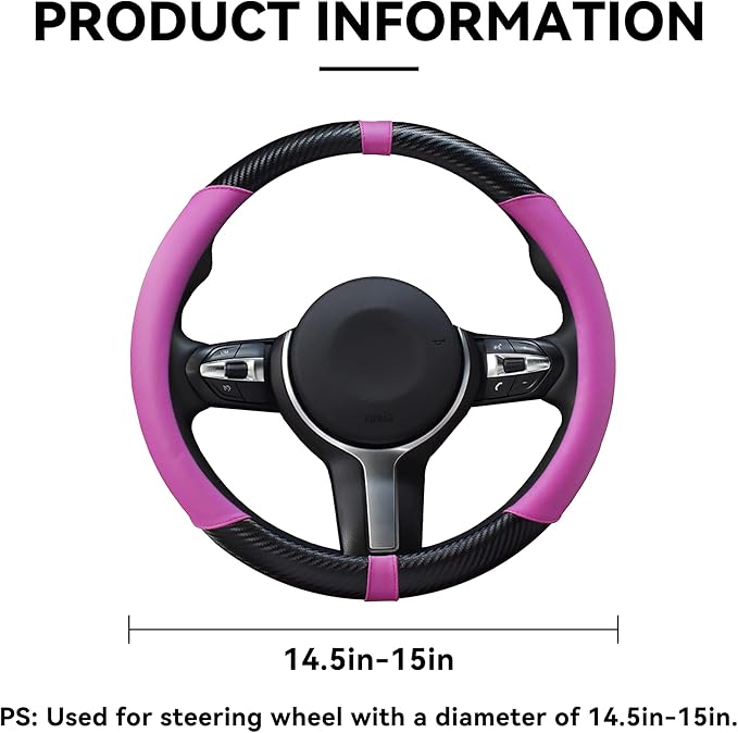 Car Steering Wheel Cover, 15Inch Universal Breathable Car Steering Wheel Protector, Anti-Slip Soft Car Decor for Men Women, Automotive Interior Accessories Fit Vehicle SUV Truck RV (Purple)
