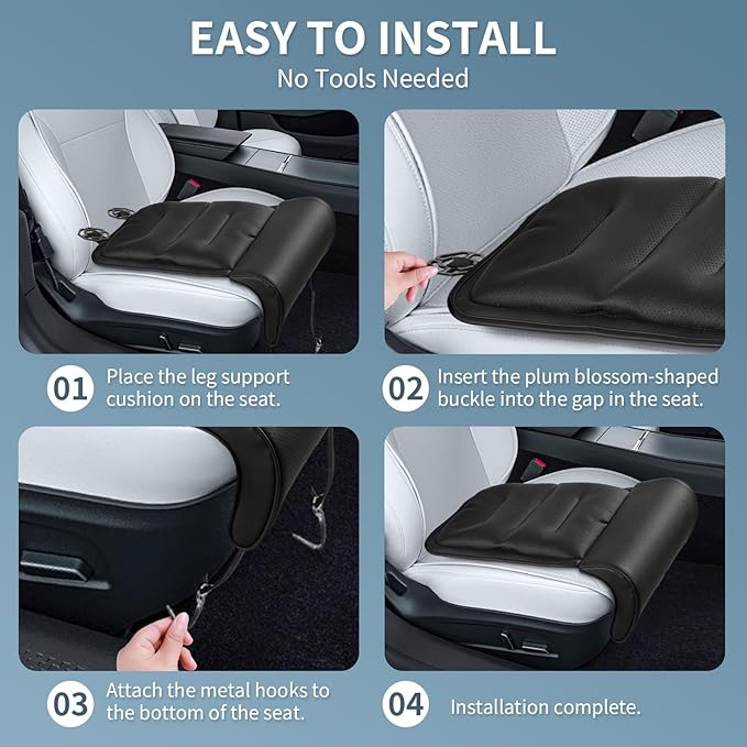 Car Seat Leg Extender Support Cushion, Memory Foam Driver Leg Rest Pad for Long Drives, Car Seat Extender Gap Filler for Knee & Thigh Support, Universal Fit for Car Office Chair Recliner