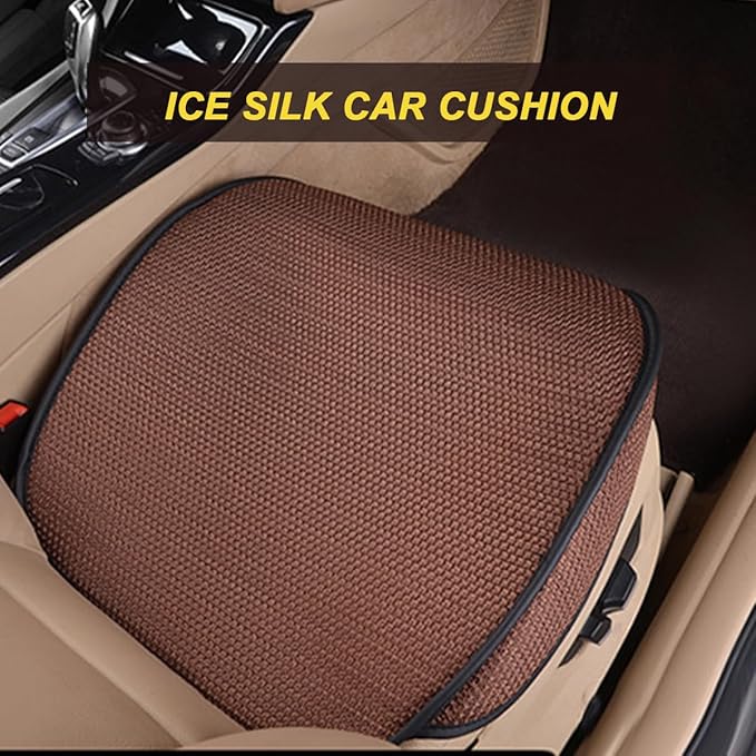 Car Front Seat Bottom Cover, Breathable Anti Slip Auto Frontseat Cushion Mat with Storage Pocket, Comfortable Vehicle Interior Chair Protection Pad, Universal for SUV Sedan Truck(Coffee)