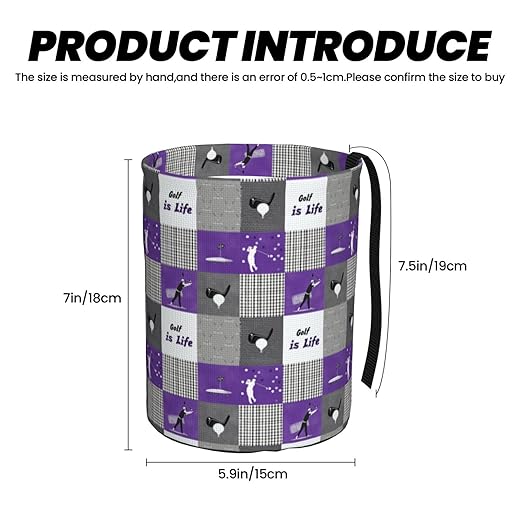 Golf Purple Patchwork Car Trash Can Garbage Cans Foldable,Cute Hanging Car Organizer and Storage Bag Leak Proof, Auto Back Seat Trash Bin Universal for Truck, SUV, Outdoor Travel