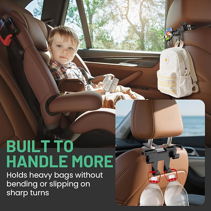 Basix by iOttie Headrest Hook and Phone Holder Car Backseat Organizer for Bags and Phones, Durable Heavy Duty Hook with Secure Phone Grip, Easy No Tool Installation