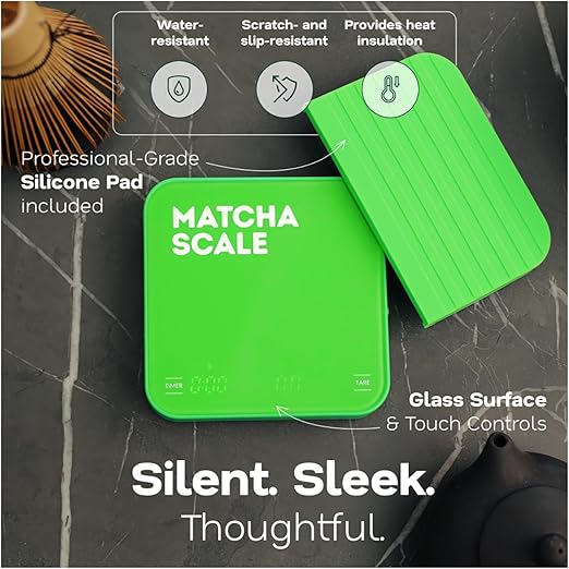 Matcha Scale – 0.1g Precision USB-C Rechargeable Digital Scale for Weighing Matcha Powder | Perfect add-on to Any Matcha Set | LED Display, Timer, Tare