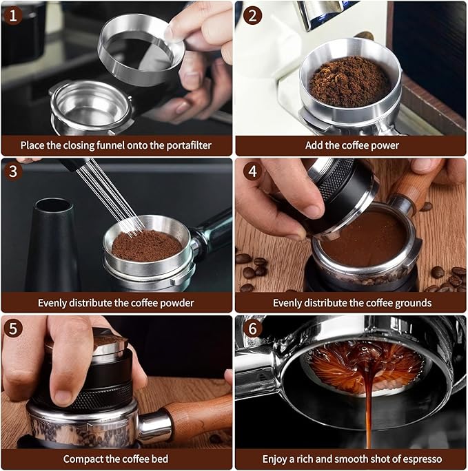51mm Espresso Accessories Kit - 3 PCS Heavy Duty Dual Head Coffee Distributor and Tamper, WDT Tool, Magnetic Dosing Funnel - Fits Delonghi Breville 51mm Machines and Portafilter