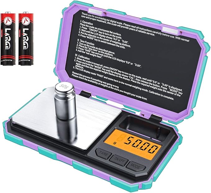 (Upgradaed) AMIR Digital Mini Scale, 200g /0.01g Pocket Scale, 50g Calibration Weight, Electronic Smart Scale, 6 Units, LCD Backlit Display, Tare, Auto Off, Stainless Steel (Battery Included)