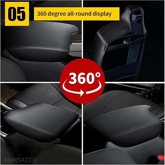 AOMSAZTO Console Covers for 2014 2015 Mazda Mazda3 Armrest Covers for Mazda 3 Black with Black Stiches