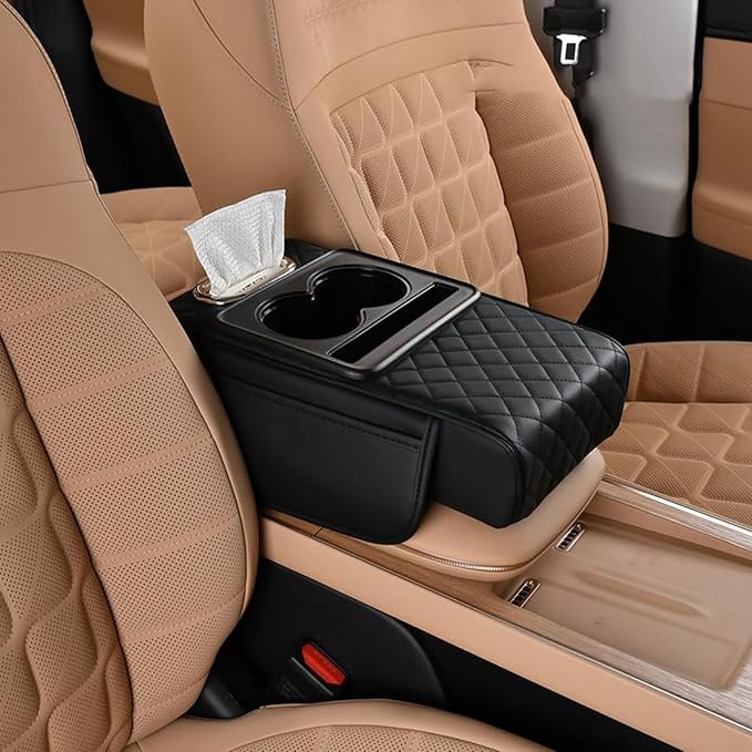 Car Center Console Cover for Kia Sportage NQ5 2022-2025 (Automatic), Leather Center Console Cushion Waterproof Breathable with Storage Bag Protector Pad Interior Accessories,B/Black