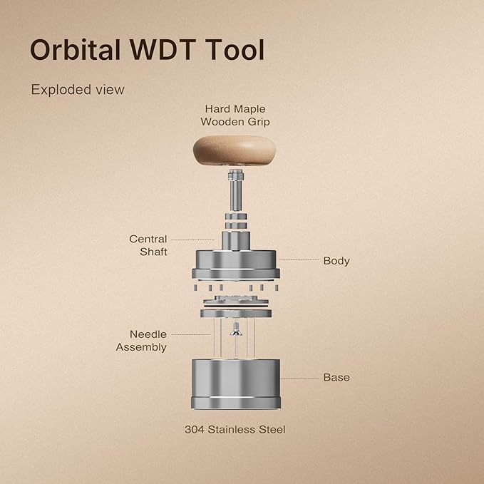 TIMEMORE Espresso Tamper Set 58.4mm with WDT Tool, Self-Leveling Tamper & Gravity Distributor for Professional Coffee Preparation - Wooden Grip