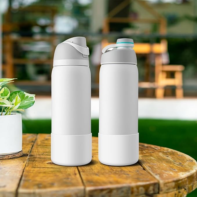 2PCS Silicone Water Bottle Boot for Owala 24oz 32oz 40oz, Anti-Slip Protective Sleeve Bottom Bumper Protector for FreeSip, Twist, and Flip Stainless Steel Water Bottles