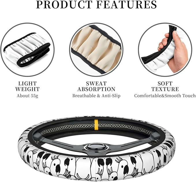 Neoprene Steering Wheel Cover Umbrella Cockatoo Car Steering Wheel Cover Universal Fit for Most Cars