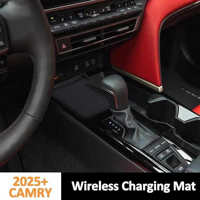 TOPINSTALL 2026 Wireless Charging Non-Slip Mat Compatible with 2025 2026 Toyota Camry, Black Silicone Protective Pad Center Console Liner for Camry Accessories