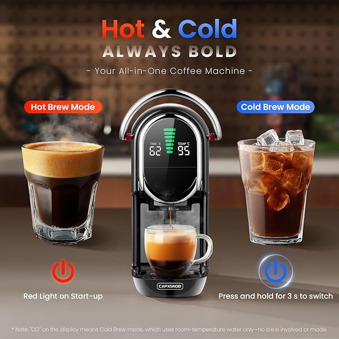 Magician1 Mini Espresso Machine for Nespresso Original, Dolce Gusto, Lavazza Blue, ESE Pods, 19-Bar Coffee Machine for Ground Coffee, Coffee Maker with adjustable Temp & Cup Size, 21oz Reservoir