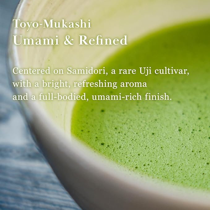 TSUJIRI Matcha - Toyo Mukashi (30g / 1.06oz) - Ceremonial Matcha Powder - Authentic Japanese First Harvest Matcha Green Tea - Uji, Kyoto, Japan, 1860