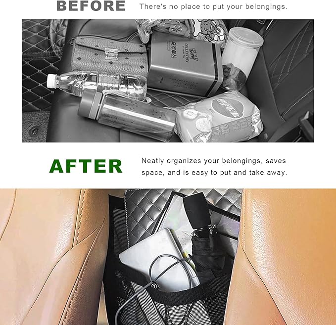 Car Purse Holder, Seat Back Net Storage Bag Between Front Seats for Easy Access, Portable Car Interior Organizer Pocket Hanging Cars Barrier Protect Dogs and Kids