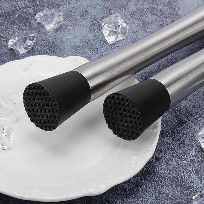 4 Pack Muddlers for Cocktail 304 Stainless Steel Fruit Crusher 9.8" Long Ice Crusher for Bar Party and Home