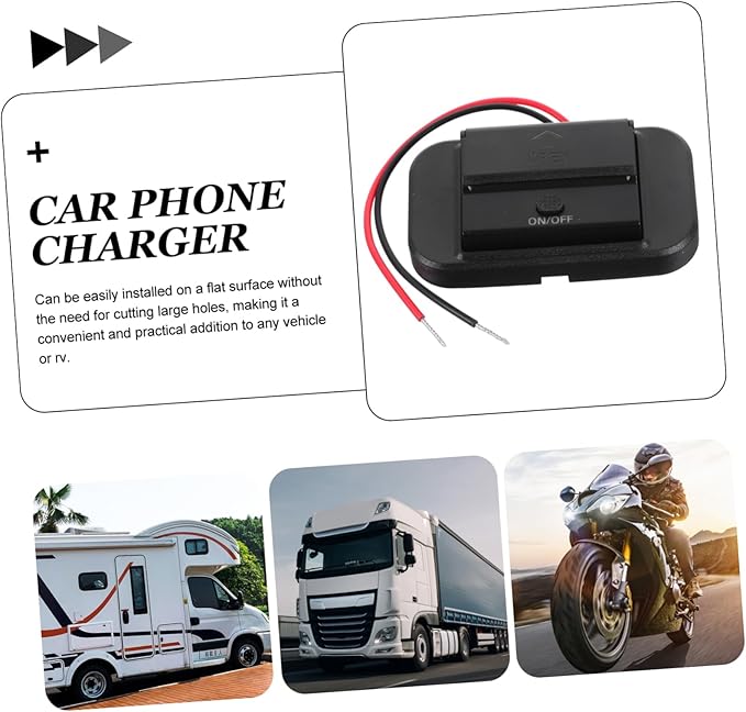 GLEAVI Motorbike Rv Fast Charger Car Phone Charger 12v USB c Outlet Wall Mount Accessory