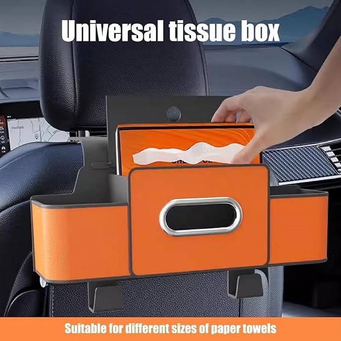 3-in-1 Car Headrest Backseat Organizer, 3-in-1 Car Backseat Organizer, Multifunctional Car Seat Storage Box for Travel, Road Trips, and Daily Use – Universal Fit for All Cars (Coffee)