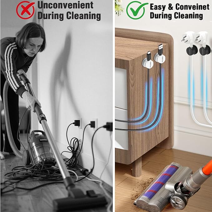 6 Magnetic Spring Cable Clips Desktop Cord Organizer Rotatable Cord Holder 2 Charging Cord Protecors for Nightstand Phone Charger Organizer Computer Desk Cable Management Appliance Adhesive Wire Strap