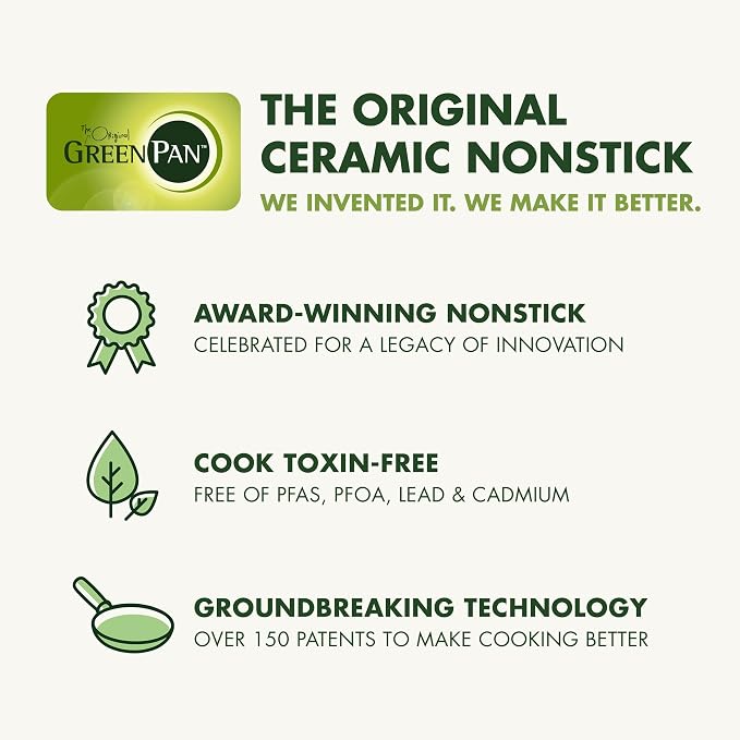 GreenPan Nova 8” Frying Pan Skillet, Induction Suitable Diamond Infused PFOA and PFAS-Free Nontoxic Ceramic Nonstick, Dishwasher and Oven Safe Fry Pan, Quick Even Heating, Cream White